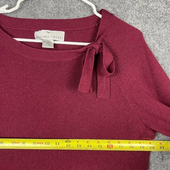 Precious‎ Fibers 100% Cashmere Burgundy Tie Front Sweater Womens Size Large - Picture 6 of 6